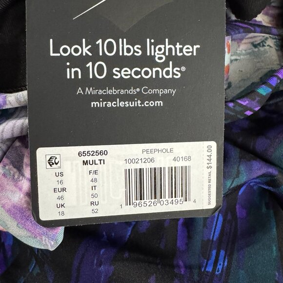 Miraclesuit Peephole Tankini Swim Top Mood‎ Ring Size 16 Printed NWT SW-2088 - Picture 8 of 11